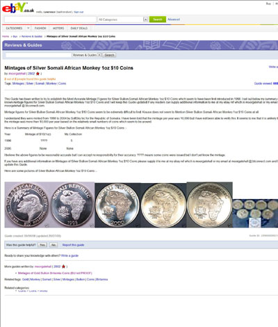 moorgatehall eBay Listings Using Our 2002 & 2003 1oz Silver Somalian Monkey 

 Images